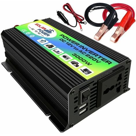 Peaks Power 3000W Modified Sine Wave Power Inverter DC 12V to AC 220V High  Frequency Power Inverter Car Charger Converter with 2.1A Dual USB Ports