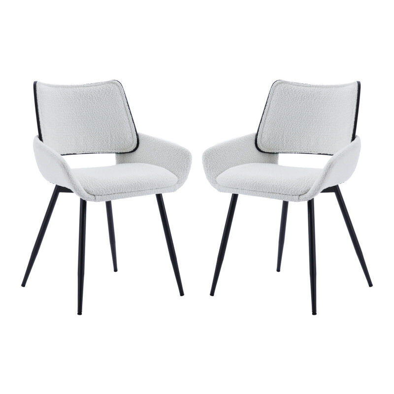 2 Chaises De Cuisine En Chenille Rembourrées - Pieds Métal, Sans Accoudoirs, Vert Et Autres Couleurs - 10