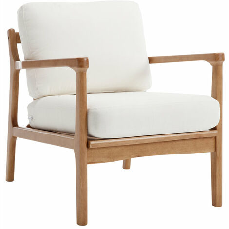 Wahson Office Chairs – Fauteuil scandinave en bois massif – Assise épaisse en chenille – Confort optimal pour salon, bureau ou chambre – Design vintage élégant