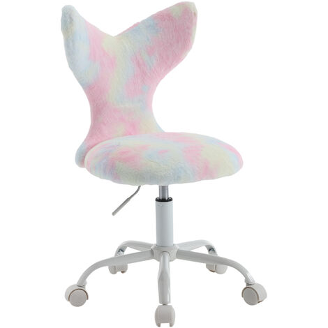 Wahson Office Chairs – Chaise de bureau enfant pivotante en fausse fourrure – Réglable 42-50 cm – Dossier haut 41 cm – Tissu doux et mousse haute densité (1/5)