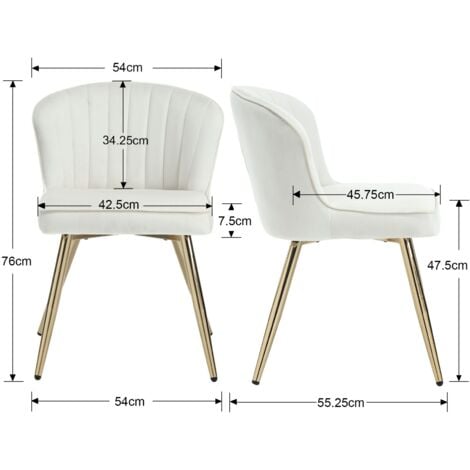 Chaise de Salle a Manger Lot de 2 Chaise Salle à Manger Moderne avec Coussin Épais Chaise de Cuisine avec Pied Doré, Velours, Beige