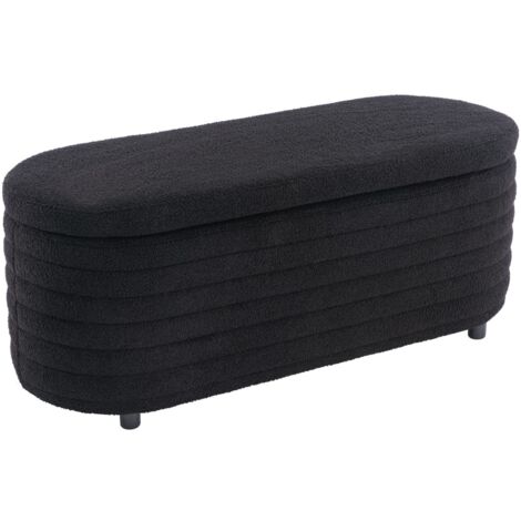 Wahson Office Chairs – Banc de rangement pliable en fausse fourrure – 120L – Dimensions 115,5x43x45,75 cm – Charge jusqu'à 300 kg – Banc chaussure noir