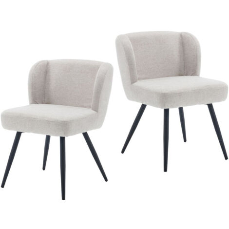 Wahson Office Chairs – Lot de 2 chaises de salle à manger rembourrées – Pieds en métal noir – Coussin épais en lin – Hauteur d'assise 50 cm – Couleur kaki