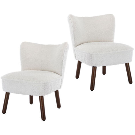 Wahson Office Chairs – Lot de 2 fauteuils relax en fausse fourrure – Assise épaisse et dossier rembourré – Pieds en bois massif – Confort moderne pour salon et chambre
