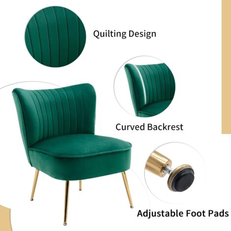 6045|®JILI| Vert MODE Fauteuil Relaxation - Contemporain Fauteuil Scandinave Salon Vert Foncé Velours - Maison