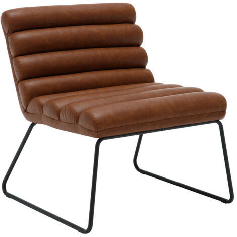 Fauteuil Club En Simili Cuir Marron - Confortable Et Rembourré - Pour Salon, Chambre, Bureau - Charge 110 Kg