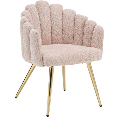 Wahson Office Chairs – Fauteuil relax moderne avec pieds dorés – Tissu rose clair – Rembourrage haute densité – Pour salon et chambre