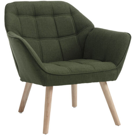 Wahson Office Chairs – Fauteuil relax en lin – Design scandinave moderne avec pieds en bois doré – Confort optimal pour salon et chambre – 42cm d'assise