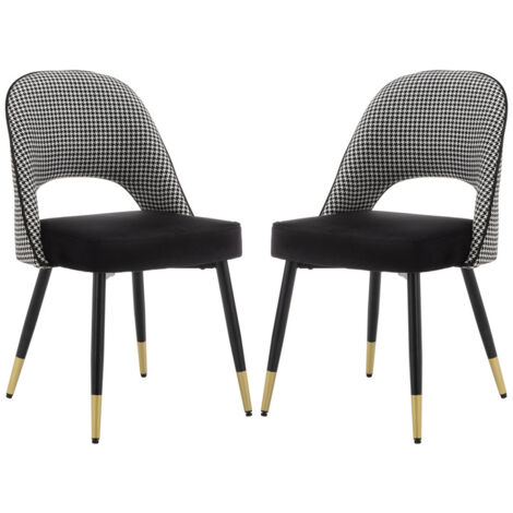 Wahson Office Chairs – Lot de 2 chaises en velours noir – Pieds en métal – Rembourrage en éponge – Revêtement imperméable pour entretien facile