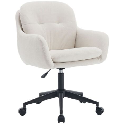 Wahson Office Chairs – Chaise de bureau à roulettes réglable en hauteur – Tissu chenille beige – Dossier large et accoudoirs – Pour bureaux et salons