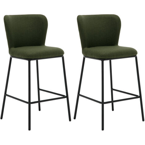 Wahson Office Chairs – Lot de 2 tabourets de bar modernes – Dossier confortable – Structure métal noir – Revêtement lin – Hauteur 95 cm – Hauteur d'assise 66 cm