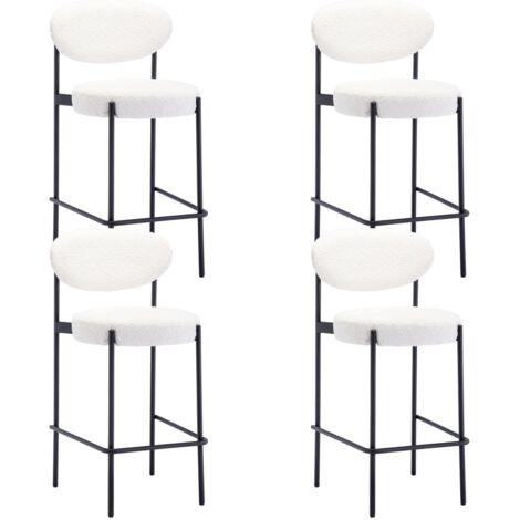 Wahson Office Chairs – Lot de 4 tabourets de bar en peluche – Rembourrés avec pieds en métal – Hauteur d'assise 66,5 cm – Confortables pour cuisine et îlot