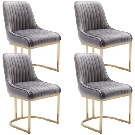 Wahson Office Chairs – Lot de 4 chaises de salle à manger en velours – Coussin épais 12cm – Pieds en métal doré – Hauteur d'assise 47cm – Capacité 110kg