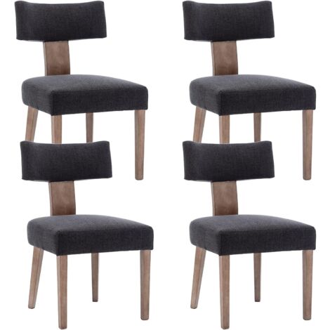 Wahson Lot de 4 Chaises en Lin, Chaises Salle à Manger en Bois, Chaise Salon avec Pieds en Bois Massif Chaise Bois pour Cuisine, Gris