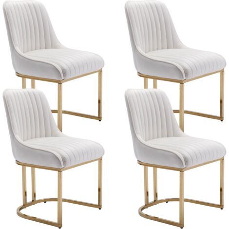Wahson Office Chairs – Lot de 4 chaises de salle à manger en velours – Coussin épais 12cm – Pieds en métal doré – Hauteur d'assise 47cm – Capacité 110kg