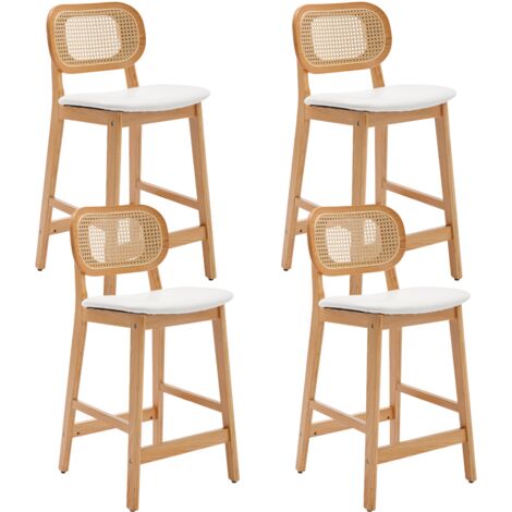 Wahson Office Chairs – Lot de 4 tabourets de bar en bois massif avec coussins imperméables – Design vintage pour cuisine et restaurant – Capacité 250lbs