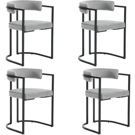 Wahson Office Chairs – Lot de 4 chaises de salle à manger modernes – Accoudoirs et dossier rembourrés en velours – Pieds en métal noir – Dimensions 75x52x48cm