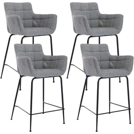 Wahson Office Chairs – Lot de 4 tabourets de bar en tissu avec accoudoirs – Hauteur 93,5 cm – Assise confortable 65 cm – Cadre en métal pour cuisine et bar