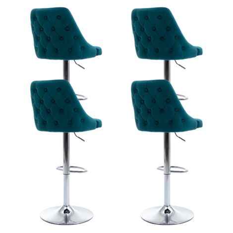 Lot de 4 Tabouret de Bar en Velours Chaises Hautes de Bar Réglable avec Dossier pour Cuisine, Bleu