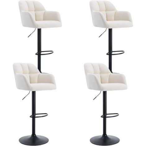 Wahson Office Chairs – Tabouret de bar réglable en hauteur – Lot de 4 – Velours beige avec repose-pieds en métal – Hauteur d'assise 65-87 cm – Design industriel
