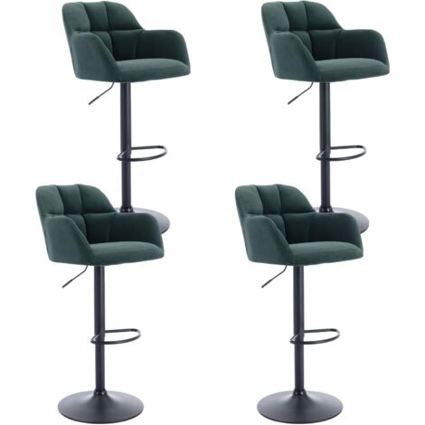 Wahson Office Chairs – Tabouret de bar réglable en hauteur lot de 4 – Cadre métal noir – Coussin velours vert – Hauteur d'assise 65-87 cm