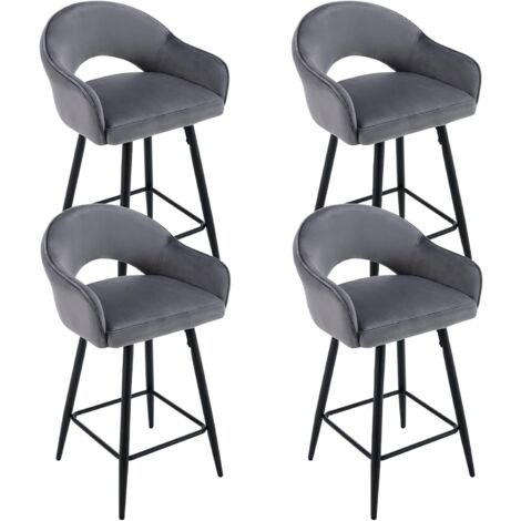 Wahson Office Chairs – Lot de 4 tabourets de bar en velours – Pivotants 360° avec repose-pieds – Base en métal noire – Hauteur d'assise 66 cm – Confort moderne