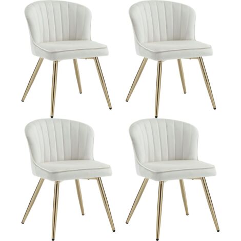 Wahson Office Chairs – Lot de 4 chaises de salle à manger modernes – Rembourrage en velours épais – Pieds dorés en métal – Hauteur d'assise 47,5 cm – Couleur beige