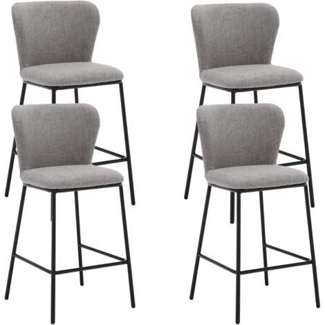 Wahson Office Chairs – Lot de 4 tabourets de bar modernes – Dossier confortable en lin – Hauteur d'assise 66cm – Base métallique – Idéal pour îlot de cuisine