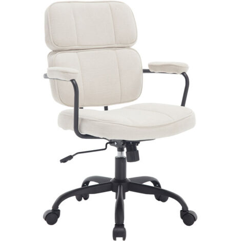 Wahson Office Chairs – Chaise de bureau pivotante et réglable – Tissu chenille beige – Accoudoirs confortables – Hauteur d'assise 47-54.5 cm – Roulettes silencieuses