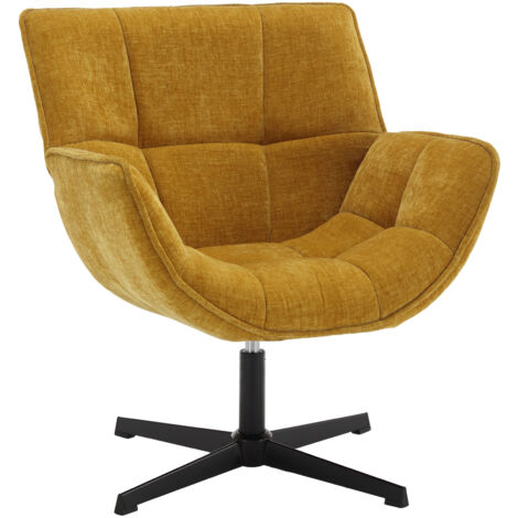 Fauteuils Salon Confortable en Chenille, Fauteuil de Salon avec Assise Épais Chaise Relaxant avec Pied Métal Fauteuil Relax pour Salon, Jaune