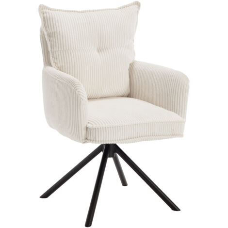 Wahson Office Chairs – Chaise de bureau en velours côtelé – Dossier ergonomique – Rotation 360° – Accoudoirs confortables – Hauteur d'assise 47 cm – Blanc