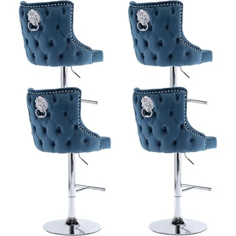 Wahson Office Chairs – Lot de 4 tabourets de bar en velours – Hauteur d'assise 60-82 cm – Structure métal et contreplaqué – Confort optimal pour cuisine et bar