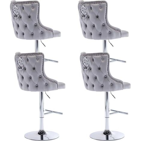 Wahson Office Chairs – Lot de 4 tabourets de bar en velours – Hauteur réglable 102-124 cm – Repose-pieds – Confort optimal pour cuisines et bars
