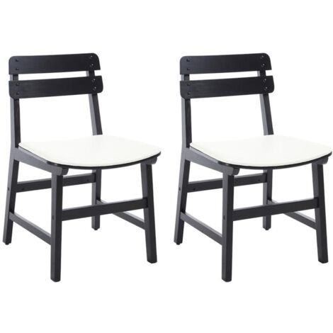 Wahson Office Chairs – Lot de 2 chaises scandinaves en bois massif – Dossier ergonomique – Rembourrage en cuir PU imperméable – Hauteur d'assise 46 cm – Noir (1/5)