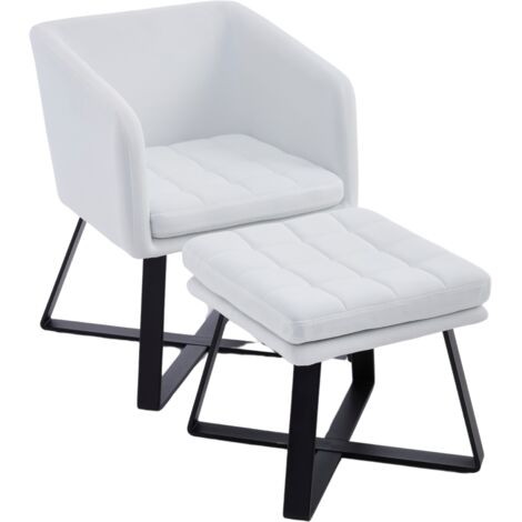 Fauteuil de Salon Scandinave avec Repose Pieds Fauteuil Coiffeuse Rembourré, Washon, Beige