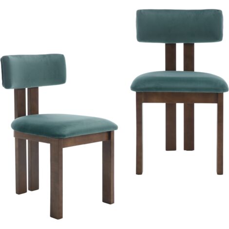 Wahson Office Chairs – Lot de 2 chaises de salle à manger en velours – Design sans accoudoirs – Cadre en bois massif – Confort optimal – Couleur vert