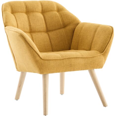 Wahson Office Chairs – Fauteuil relax en velours jaune – Design scandinave moderne avec pieds dorés – Tissu luxueux et confortable – Pour salon ou chambre