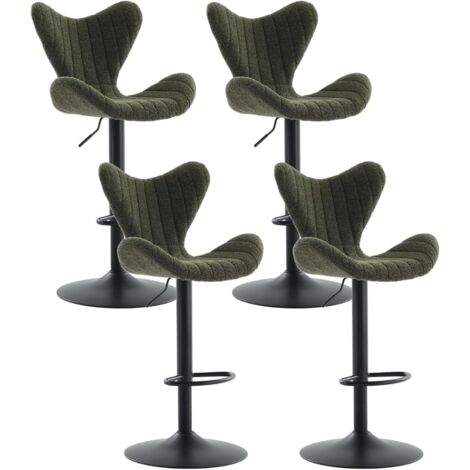 Wahson Tabouret de Bar Moderne avec Repose-Pied en Métal, Chaise Haute Bar Lot de 4 Chaise Bar en Chenille Tabouret pour Bar, Vert