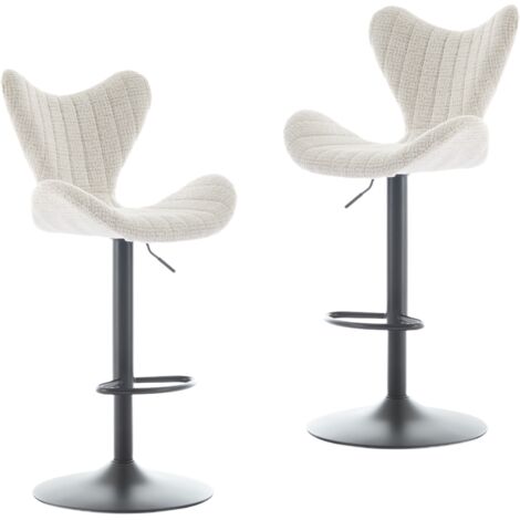 Wahson Tabouret de Bar Moderne avec Repose-Pied en Métal, Chaise Haute Bar Lot de 2 Chaise Bar en Chenille Tabouret pour Bar, Avoine