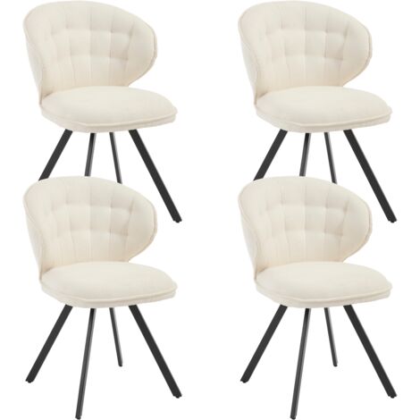 Wahson Lot de 4 Chaises en Tissu Chenille Chaises Salle a Manger Moderne, Chaise de Cuisine Confortable pour Salon, Beige (1/5)