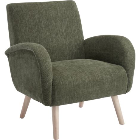 Wahson Office Chairs – Fauteuil relax en chenille vert – Dossier large et accoudoirs confortables – Coussin épais 16 cm – Pieds en bois robustes