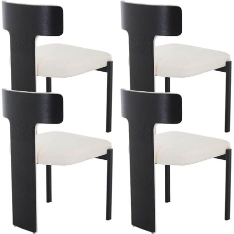 Wahson Chaises de Salle à Manger Lot de 4 en Tissu Chenille, Chaise de Cuisine Moderne avec Dossier - Idéal pour Restaurant/Salon, Blanc (1/5)