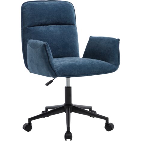 Chairus Chaise de Bureau en Chenille, Fauteuil Pivotante à 360° avec Accoudoirs, Chaise à Roulette pour Bureau/Chambre, Réglable en Hauteur, Bleu