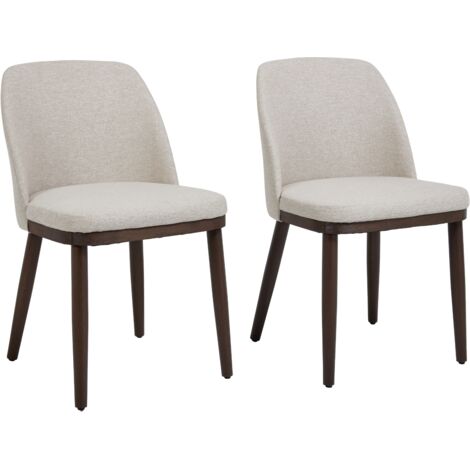Wahson Lot de 2 Chaise en Bois à Coussin en Lin, Chaise de Salle à Manger Rétro pour Salon, Chaise Bois Salle a Manger Noyer, Beige