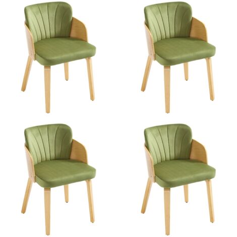 Wahson Lot de 4 Chaises en Velours, Chaise de Cuisine avec Pied Bois Chaise de Salle a Manger pour Restaurant, Vert (1/5)
