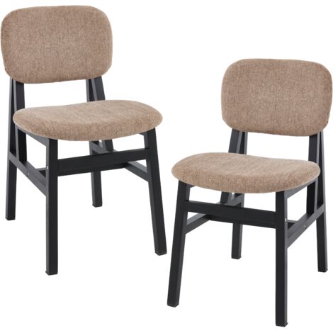 Wahson Lot de 2 Chaises de Cuisine en Chenille, Chaises de Salle à Manger Vintage avec Pieds en Bois pour Cuisine/Chambre, Marron