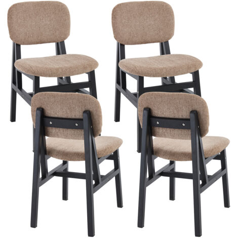 Wahson Lot de 4 Chaises de Cuisine en Chenille, Chaises de Salle à Manger Vintage avec Pieds en Bois pour Cuisine/Chambre, Marron