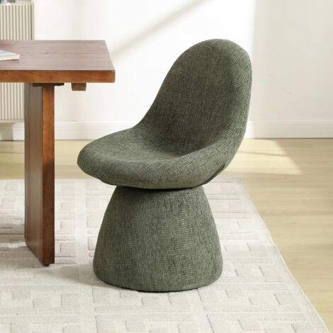 Wahson Chaises de Salle à Manger Pivotantes Chaise de Cuisine en Chenille, Fauteuil pour Salle à Manger avec Dossier Chaise Coiffeuse Jolie, Vert