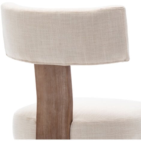 Lot de 2 Chaises Salle à Manger Chaise Cuisine en Lin Chaise Salon avec Pieds en Bois Massif Chaise Bois pour Cuisine, Beige