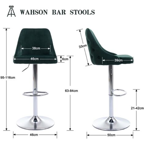 Lot De 2 Tabourets De Bar En Velours - Design Moderne Avec Repose-Pieds Métal - Gris